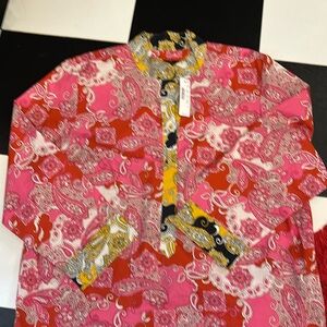 J crew vintage dress shirt women with paisley design multicolor L NWT